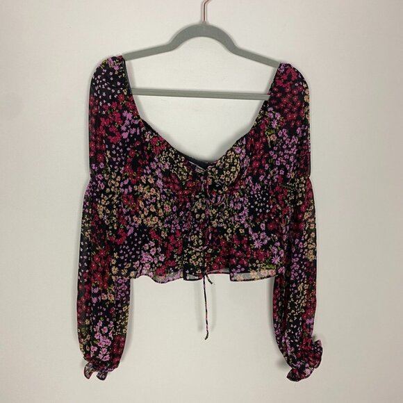 ASTR the Label Bloomfield Floral Halter Long Sleeve Top Womens Small - Picture 2 of 10